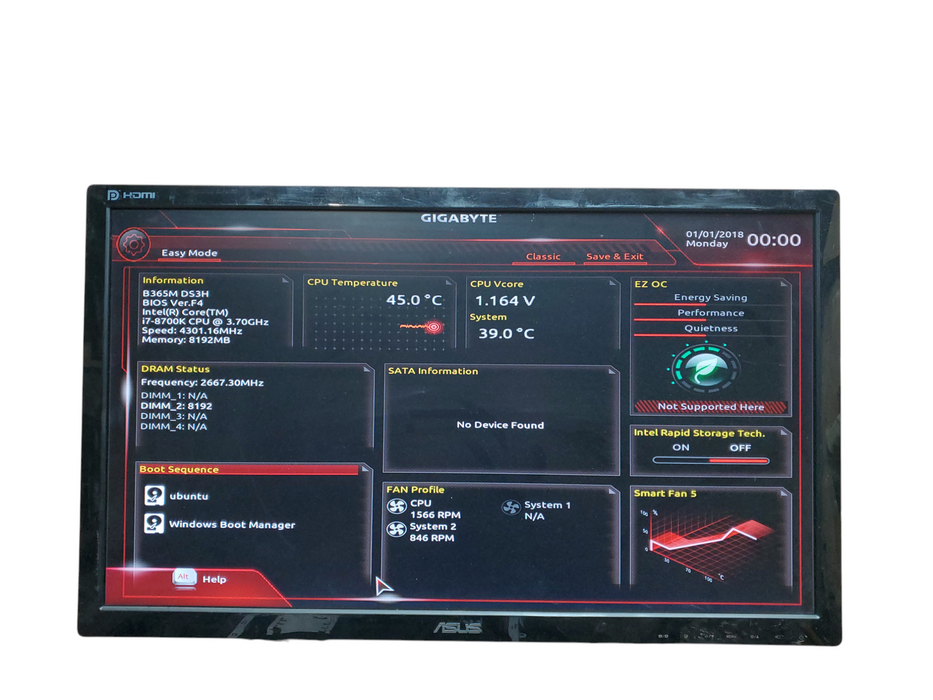 Custom Cooler Master PC, i7-8700K, B365M DS3H, 8GB DDR4, No HDD/OS