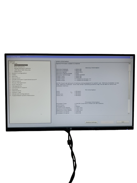Dell OptiPlex 5070 SFF DESKTOP i5-9500 3.0GHz 8GB  NO-HDD/SSD