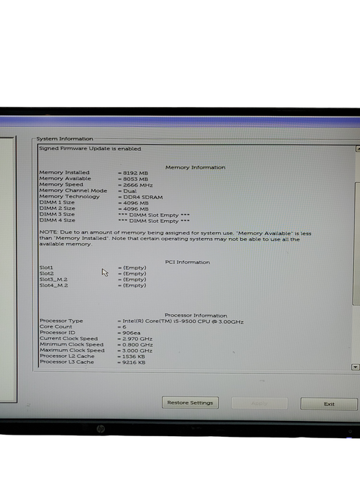 Dell OptiPlex 5070 SFF DESKTOP i5-9500 3.0GHz 8GB  NO-HDD/SSD