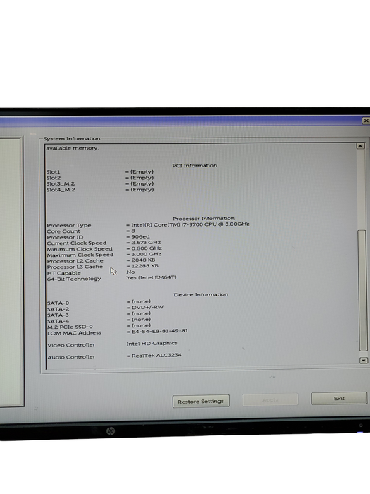 Dell OptiPlex 5070 SFF DESKTOP i7-9700 3.0GHz 8GB NO-HDD/SSD
