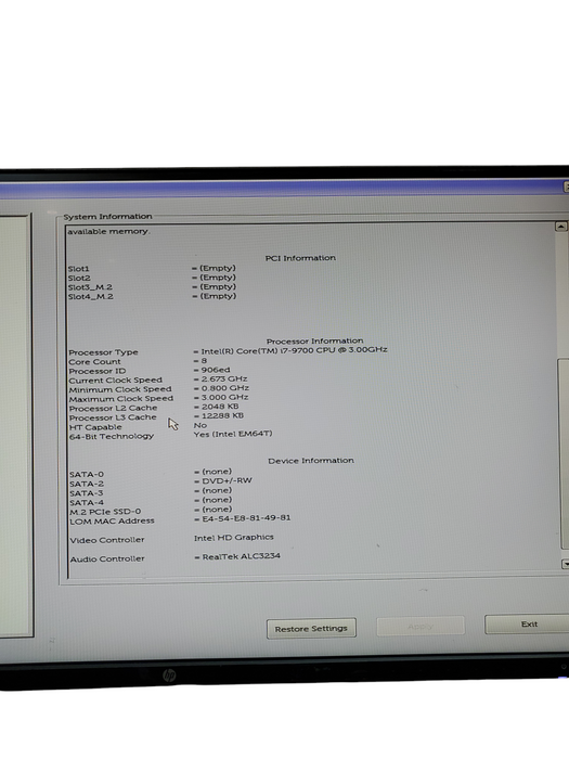 Dell OptiPlex 5070 SFF DESKTOP i7-9700 3.0GHz 8GB NO-HDD/SSD