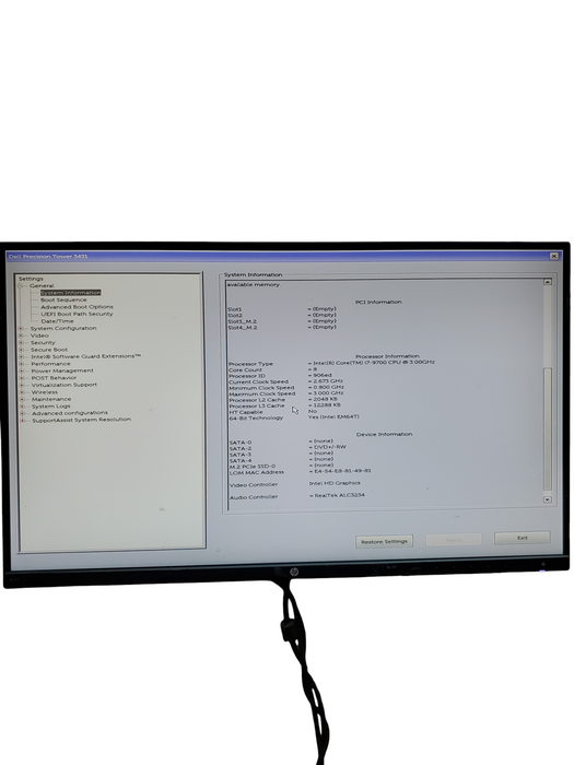 Dell OptiPlex 5070 SFF DESKTOP i7-9700 3.0GHz 8GB NO-HDD/SSD
