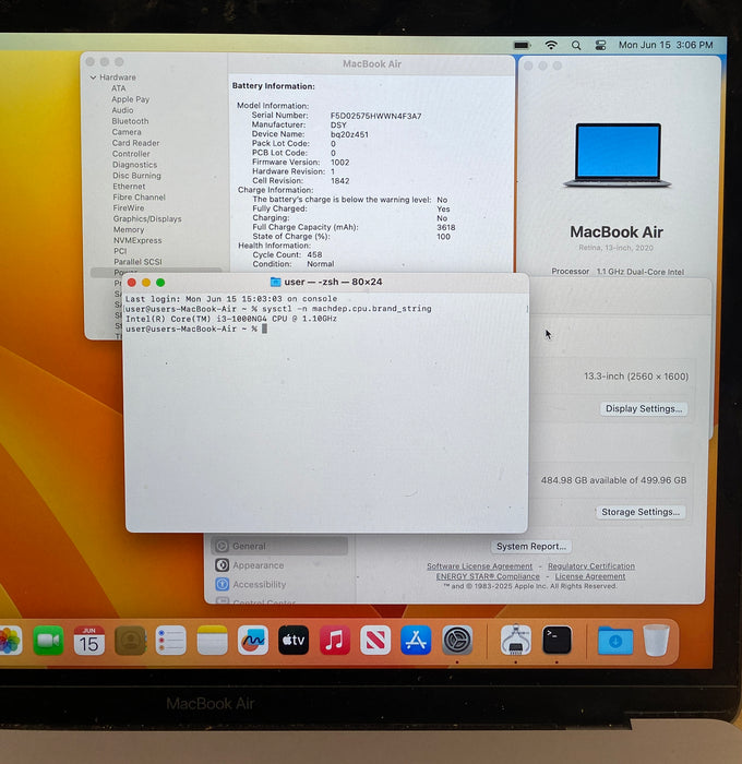 Apple MacBook Air 13" 2019 i3-1000NG4 16GB RAM 512GB SSD No Power Adapter READ!