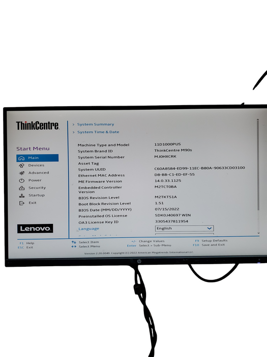 Lenovo ThinkCentre M90s  SFF PC i5-10500/8GB DDR5 NO-HDD/SSD