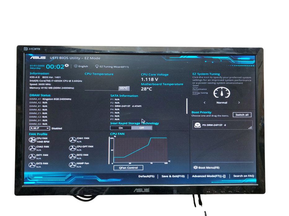Custom Tower PC, i7-6850K, ASUS X99-A II, 8GB DDR4, No HDD/OS