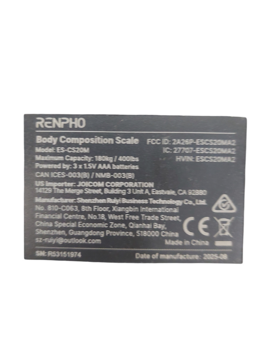 Renpho Scale Model: ES-CS20M