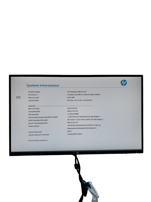 HP EliteDesk 800 G5 SFF Intel i5 9500 3.0GHz 8GB RAM DDR4 NO-HDD/SSD