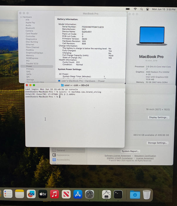 Apple MacBook Pro 16 2019 i7-9750H Radeon Pro 5300M GPU 16GB RAM 512GB SSD READ!