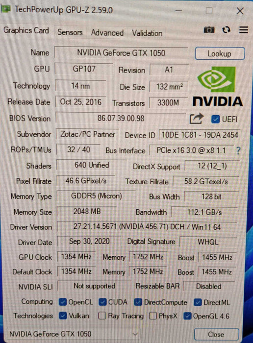 Zotac GeForce GTX 1050 | 2GB GDDR5 Graphics Card | DP, HDMI, DVI