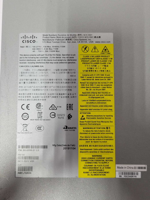 CISCO NCS-5501 NCS5501 Fixed 48x10G and 6x100G 2x PSU 2x Fans, READ