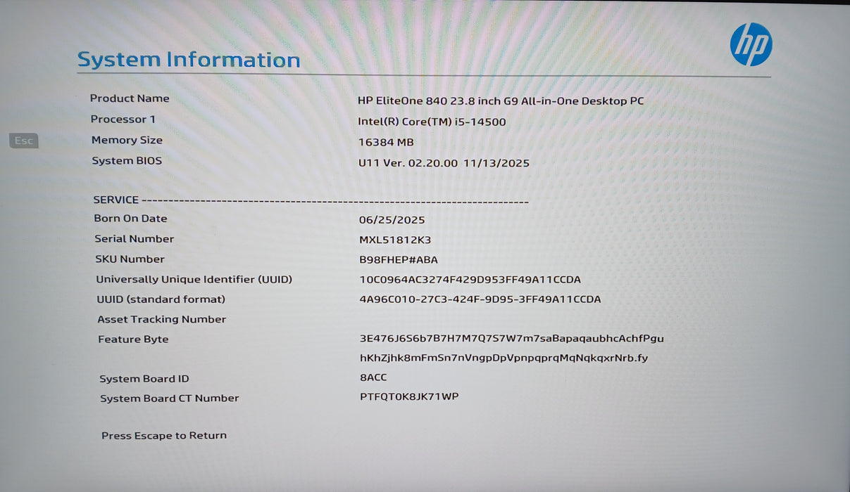 HP EliteOne 840 G9 23.8" AIO w/ Intel i5-14500 16GB RAM No HDD/Stand *READ!*