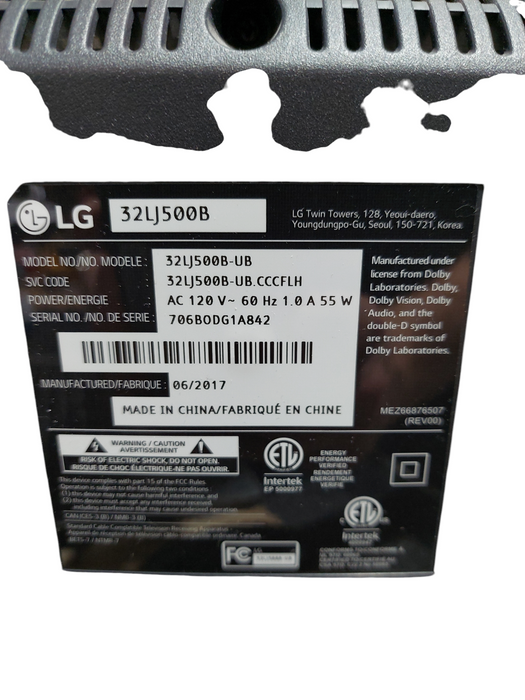 LG 32" TV Model:32LJ500B