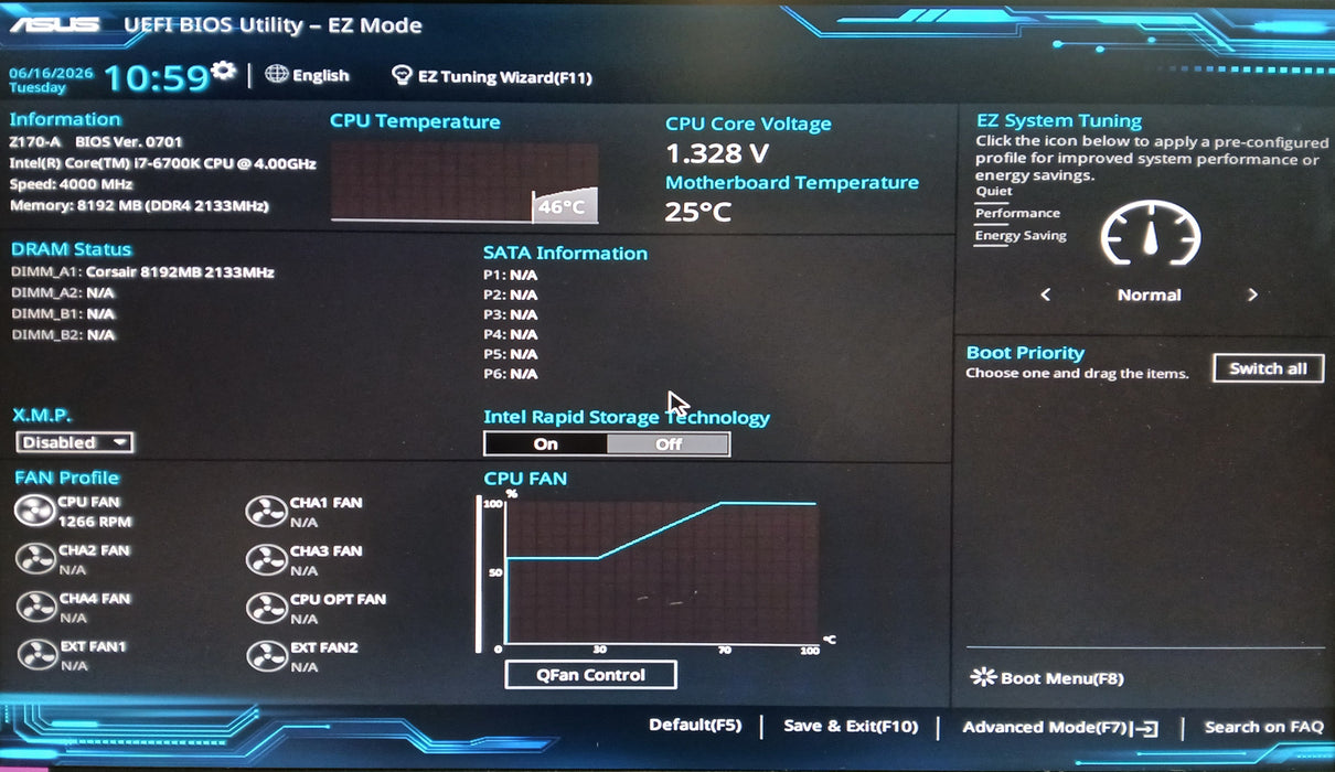 ASUS Z170-A Motherboard w/ Intel i7-6700K 8GB RAM Corsair H100v2 AIO No HDD/PSU