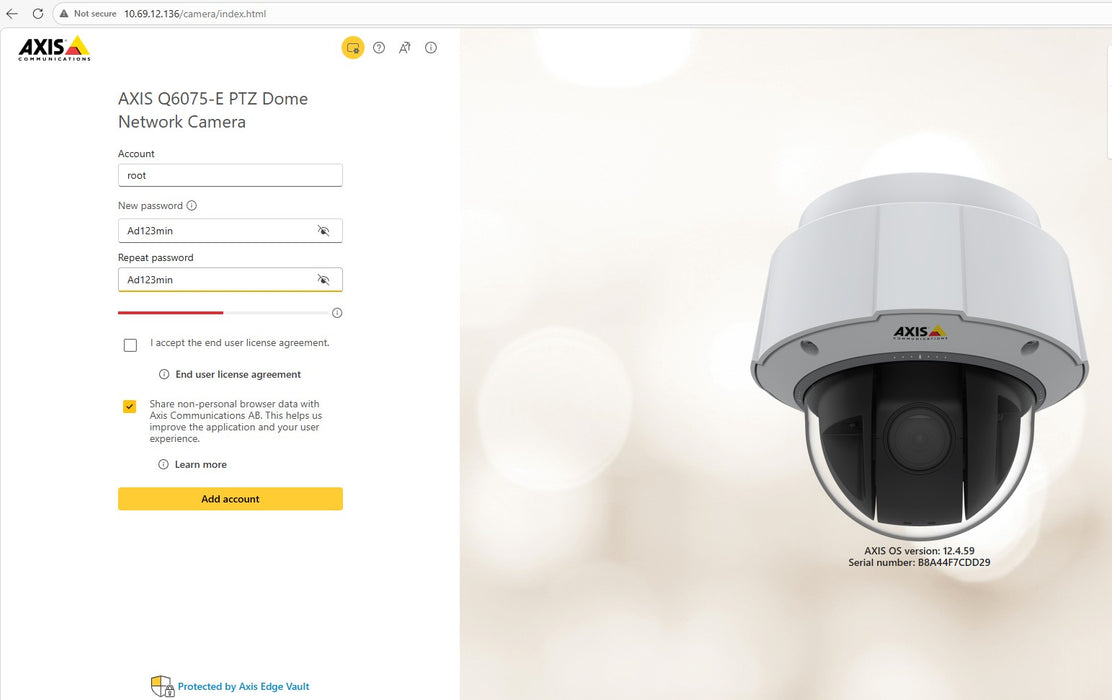 Axis Q6075-E PTZ Outdoor Network Dome Camera, No SD Card, Factory Reset
