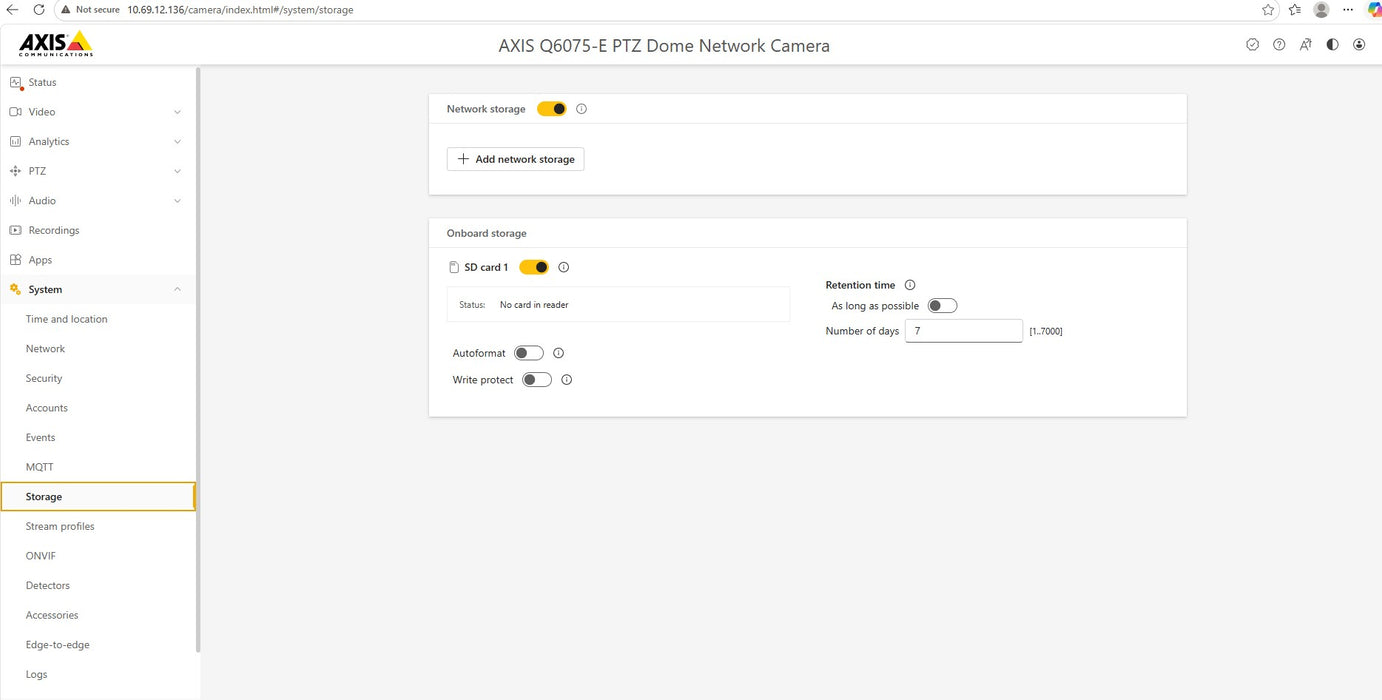 Axis Q6075-E PTZ Outdoor Network Dome Camera, No SD Card, Factory Reset