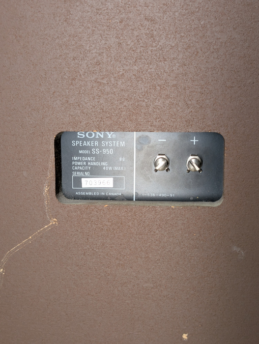 Sony SS-950 Vintage 2-way bass-reflex Speakers Pair