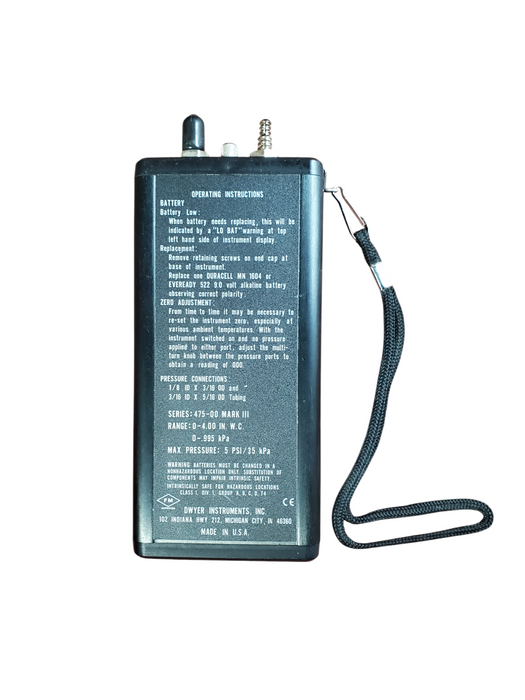 Dwyer Series 475 Mark III Digital Manometer *READ*