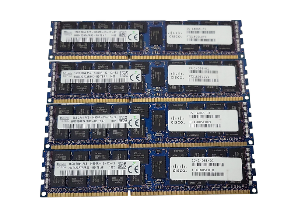 Lot of 4x SKhynix 16GB 2Rx4 PC3-14900R DDR3 Server RAMs