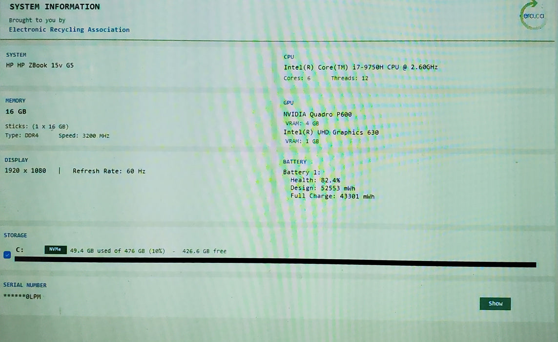 HP ZBook 15v G5 TOUCH i7-9750H QUADRO P600 4GB GPU 16GB RAM 256GB SSD