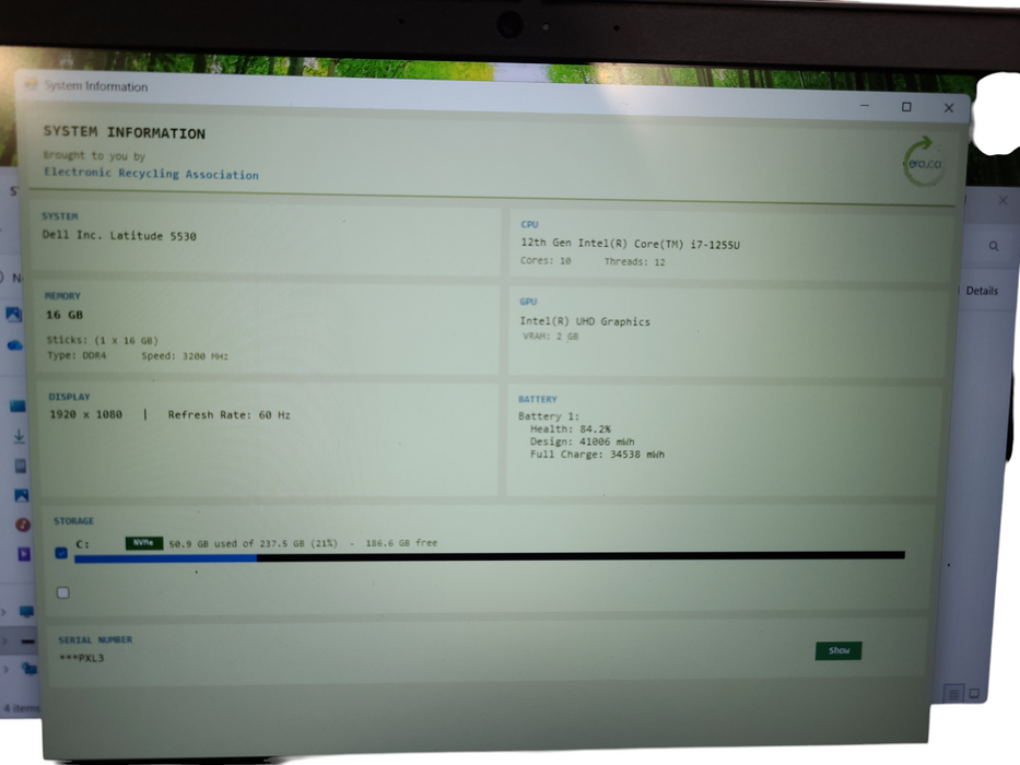 Dell Latitude 5530 Core i7-1255U @1.70GHz 16GB DDR4 RAM 256GB SSD