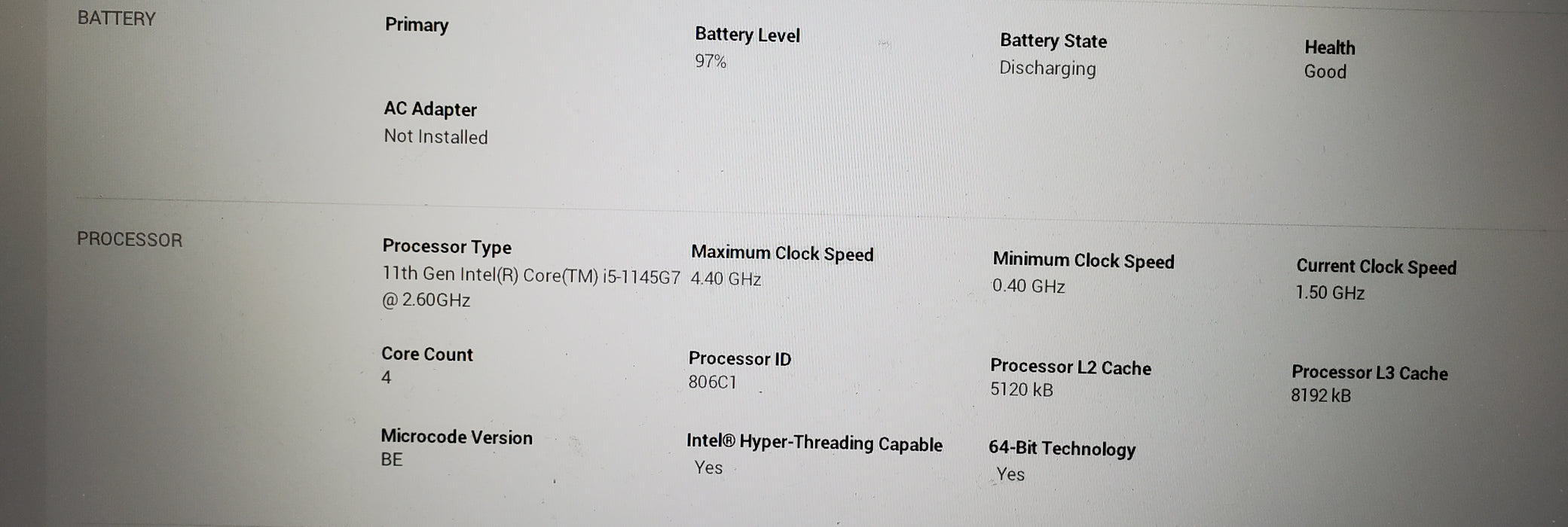 Dell Latitude 3520 Core i5-1145G7 @2.6GHx 16GB RAM 256GB SSD