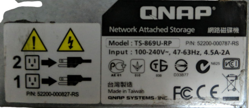 QNAP TS-869U-RP 8-Bay Network Attached Storage - 8 Caddies Included, No HDDs