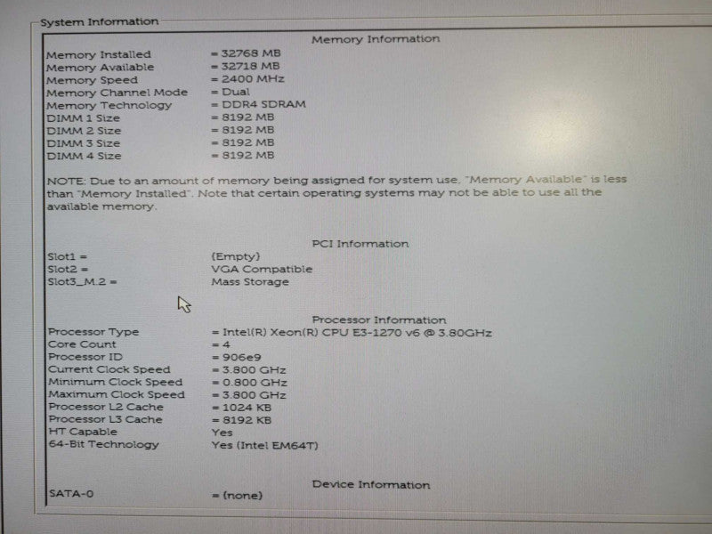 Dell Precision T3420 SFF | Xeon E3-1270 v6 @ 3.30GHz 32GB DDR4 256GB NVMe Q!