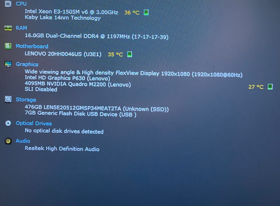 Lenovo ThinkPad P51 XEON E3-1505M QUADRO M2200 4GB GPU 16GB RAM 512GB SSD READ!