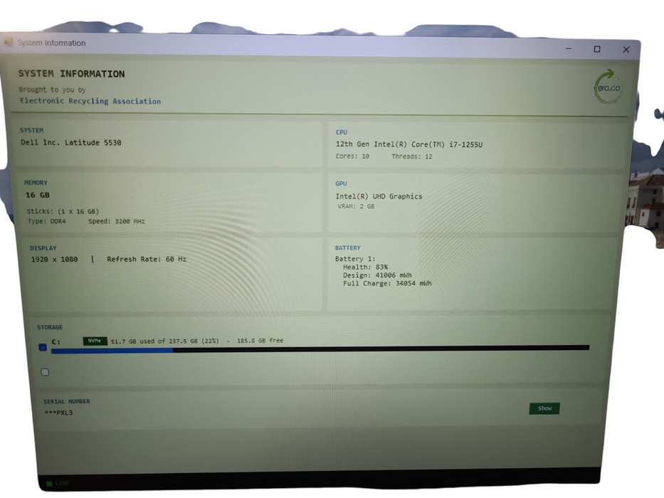 Dell Latitude 5530 Core i7-1255U @1.70GHz 16GB DDR4 RAM 256GB SSD