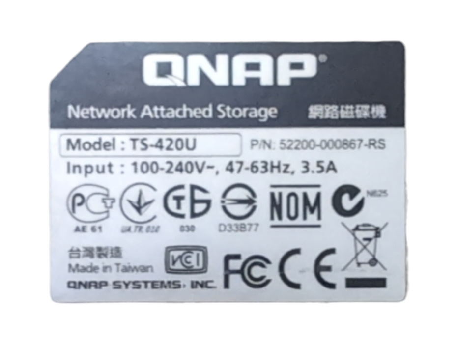 QNAP TS-420U 4x 3.5" Bay NAS w/ 4x 3TB HDDs