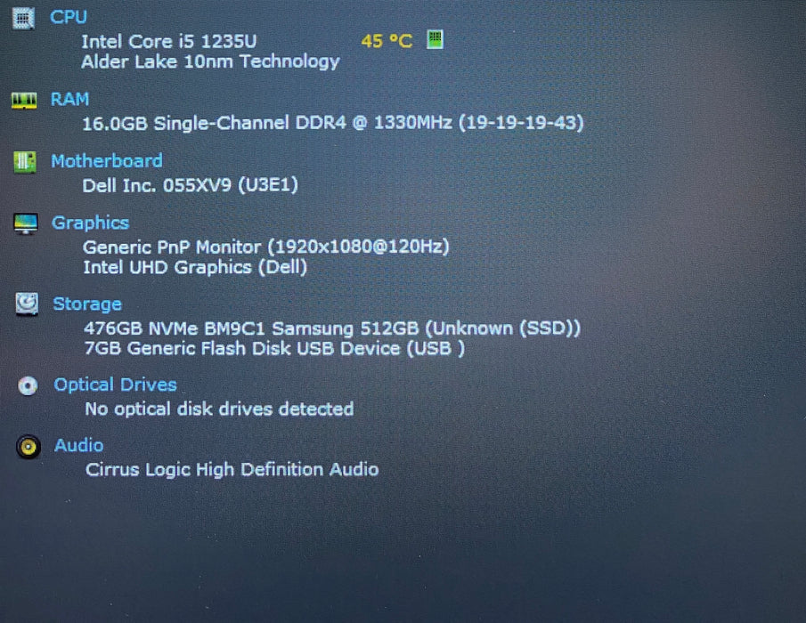 Dell Inspiron 15 3520 Intel Core i5-1235U 1.30GHz 16GB RAM 512GB SSD