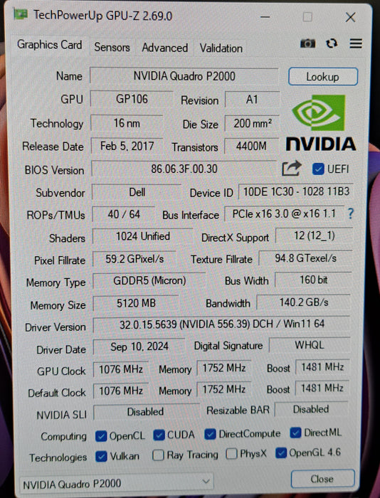 NVIDIA Quadro P2000 5GB GDDR5 Graphics Card | 4x DisplayPort