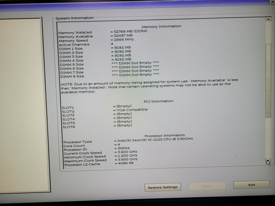 Dell Precision 5820 | Xeon W-2123 @3.60GHz 32GB DDR4 | NO HDD