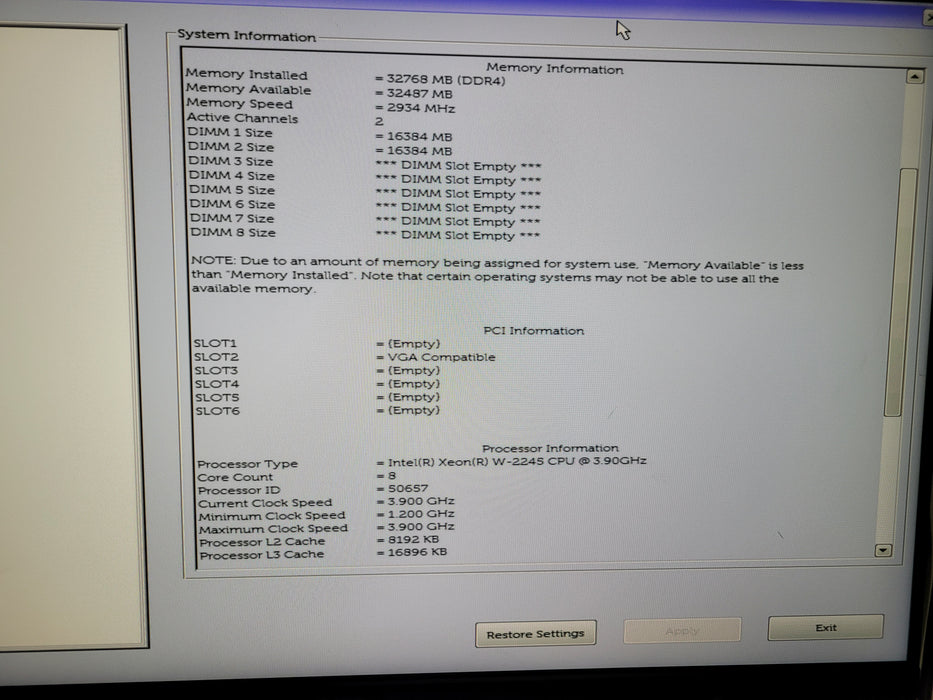 Dell Precision 5820 | Xeon W-2245 @3.90GHz 32GB DDR4 | NO HDD