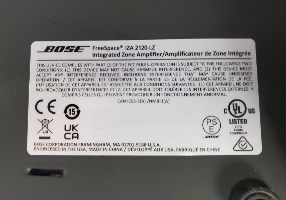 BOSE FreeSpace IZA 2120-LZ Integrated Zone Amplifier