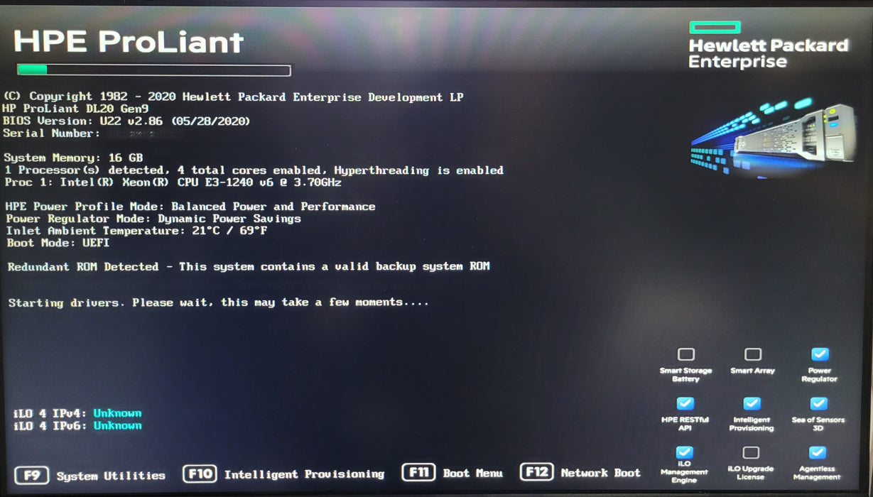 HPE ProLiant DL20 Gen9 | Xeon E-1240 v6 @3.70GHz 16GB DDR4| NO HDD