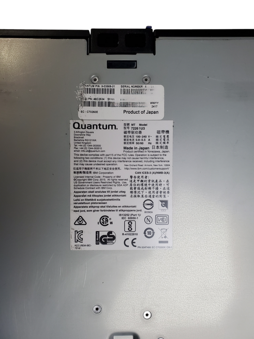 Quantum 7226 1U3 Rackmount LTO 5 Tape Drive