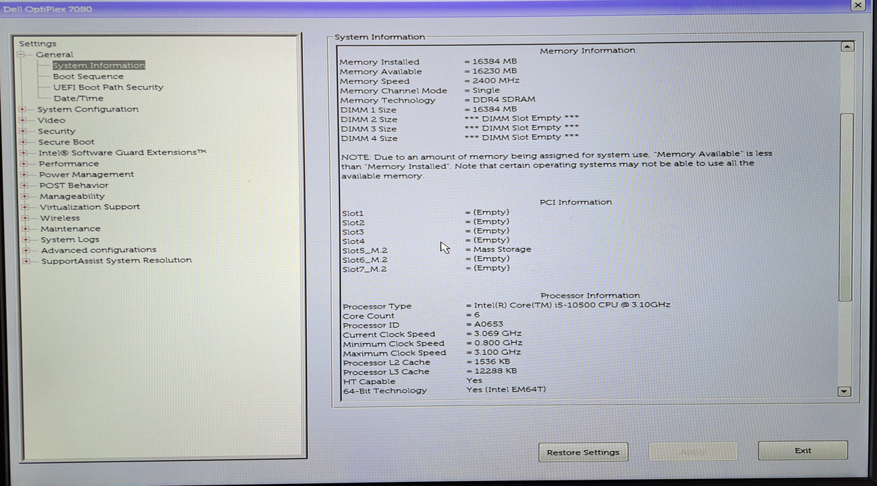 Dell OptiPlex 7080 Tower | Intel Core i5-10500 @3.10GHz, 16GB DDR4, 256GB NVMe