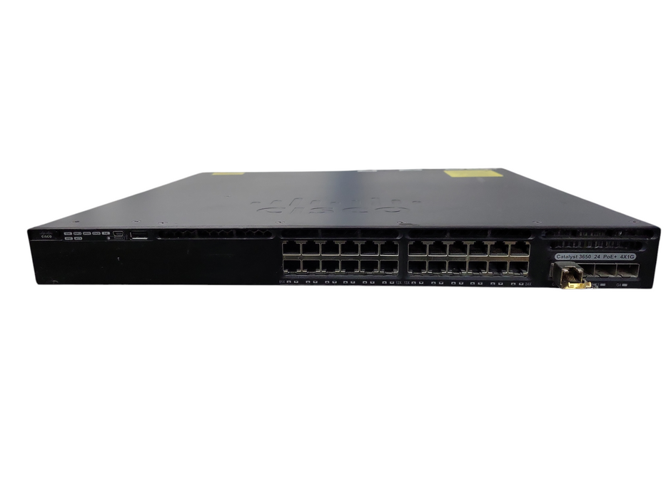 Cisco WS-C3650-24PS-S | 24-Port Gigabit PoE+, 4x SFP Switch w/ 1x 640W PSU