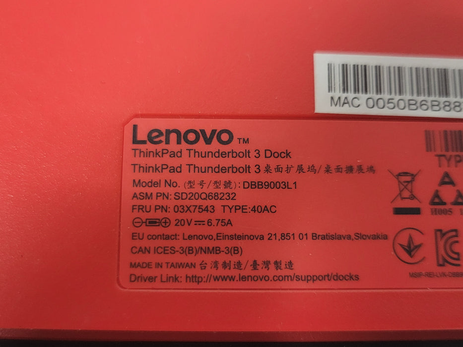Lot of 7x Lenovo ThinkPad Thunderbolt 3 Dock 40AC docking stations, READ