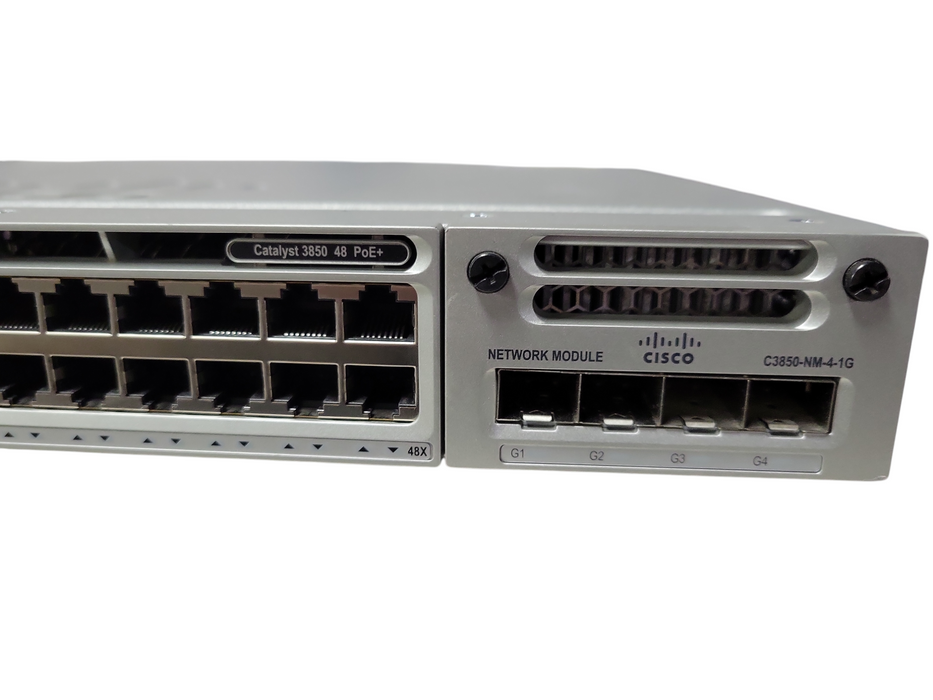 Cisco WS-C3850-48P-S 48-Port Gigabit PoE+ Switch w/ C3850-NM-4-1G