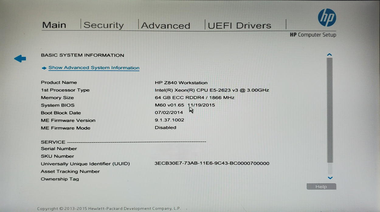 HP Z840 Workstation - 1x Xeon E5-2623 v3, 64GB DDR4, K620 - No HDD