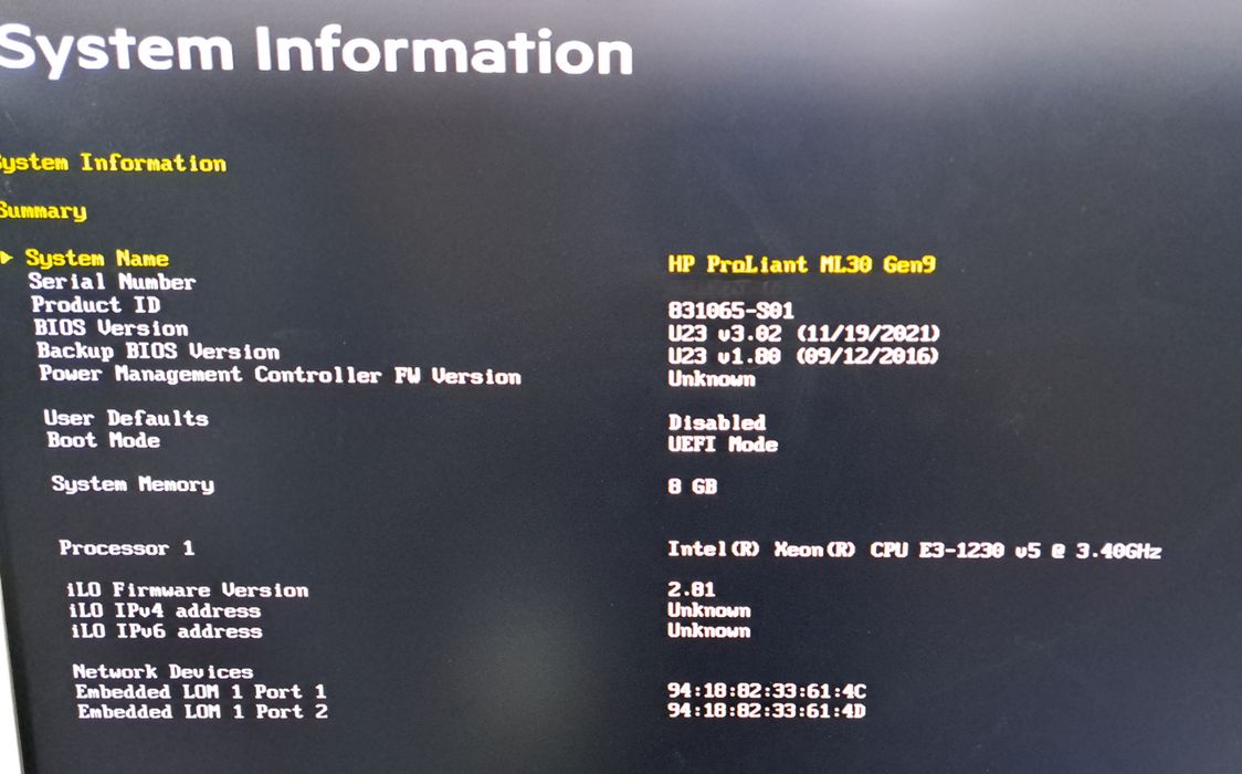 HP ProLiant ML30 Gen9 | Xeon E5-1230 V5 | 8GB DDR4 | B140i | NO HDD/GPU