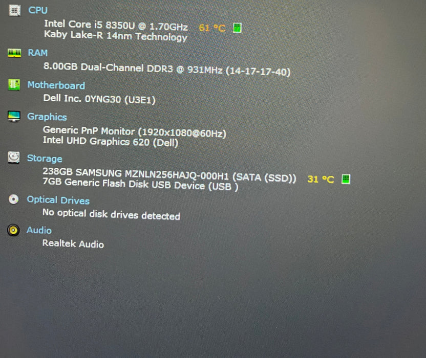 Dell Latitude 7390 2-in-1 TOUCH i5-8350U 1.70GHz 8GB RAM 256GB SSD