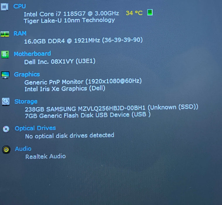 Dell Latitude 7420 TOUCH i7-1185G7 3.00GHz 16GB RAM 256GB SSD READ!