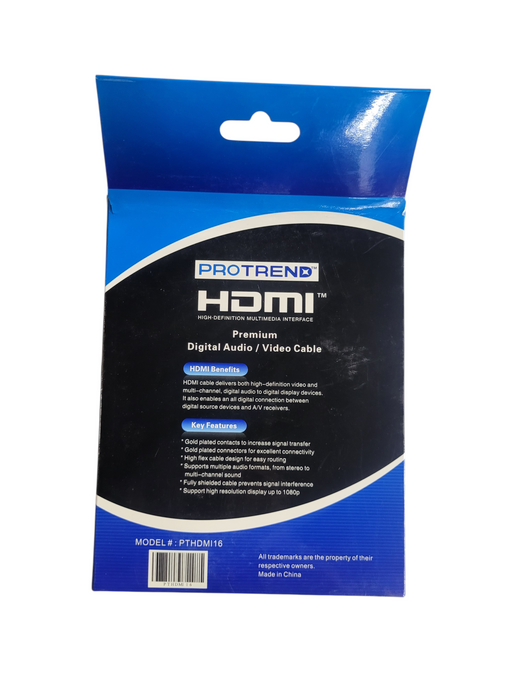 Protrend HDMI Cable 16ft 4.88m HDMI 1.3 Full HD 1080p