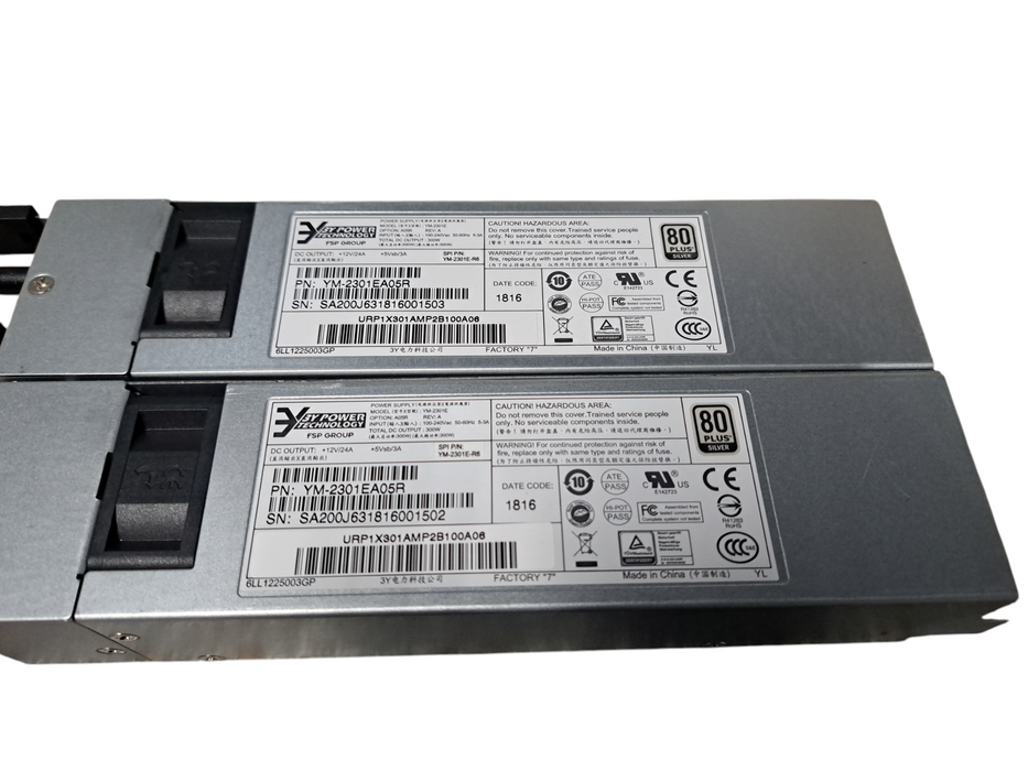 Lot of 2 EY Power YM-2301E YM2301EA05R 300W Server Power Supply