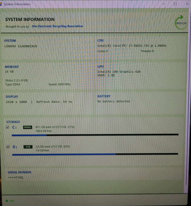 Lenovo ThinkCentre M90n-1 | i7-8665U @1.90GHz 16GB DDR4 256GB MVMe |READ!!!