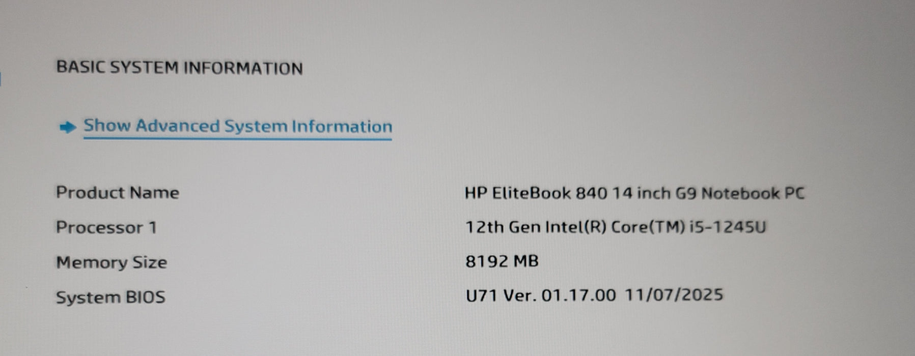 HP EliteBook 840 G9 i5-1245U 8GB DDR5 NO SSD FOR PARTS/REPAIR
