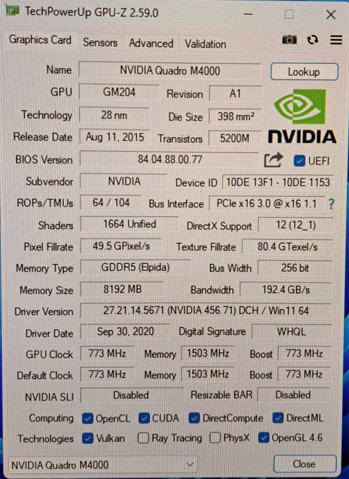 NVIDIA Quadro M4000 | 8GB GDDR5 PCIe Graphics Card | 4x DisplayPort